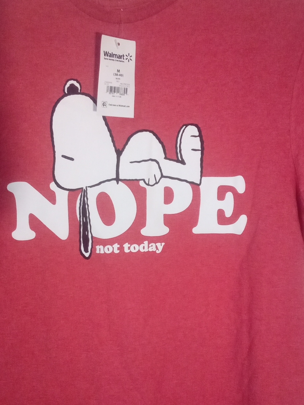* Snoopy "Nope Not Today" Graphic Tee Red NWT Tshirt - Picture 2 of 3